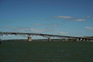 The York river and beach in Yorktown Virginia overlooking the Coleman Bridge and the Chesapeake Bay photo