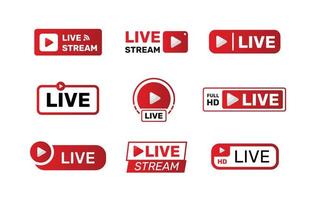 Live Streaming Badge Label Colllection vector