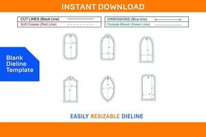 Tagline design set 4x2 inch dieline template Blank dieline template vector