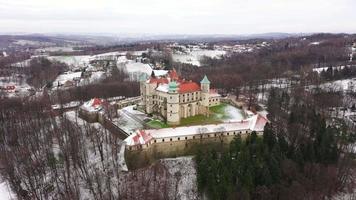 Visão a partir de a altura do a castelo dentro agora wisnicz dentro inverno, Polônia video