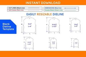 Tagline set dieline template and 3D vector file Blank dieline template
