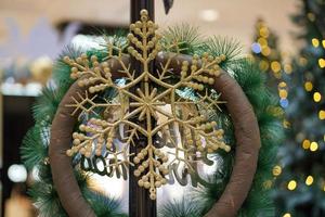 Gold color snowflakes display photo