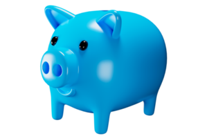 3d representación azul cerdito banco antecedentes ilustración transparencia png