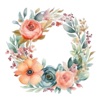 Spring flower wreath watercolor png