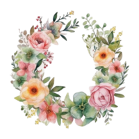 Spring flower wreath watercolor png