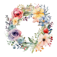 Spring flower wreath watercolor png