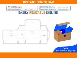 Vegetables corrugated box dieline template and 3D box design Box dieline and 3D box vector