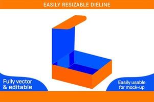 Rigid foldable cardboard gift box dieline template and 3D box design 3D box vector