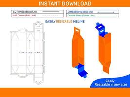 cartulina jugo o Leche caja con percha dieline modelo y 3d caja diseño caja dieline y 3d caja vector