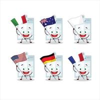 ID card cartoon character bring the flags of various countries vector