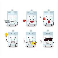 ID card cartoon character with various types of business emoticons vector