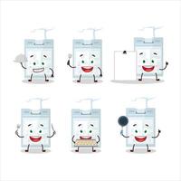 Cartoon character of id card with various chef emoticons vector