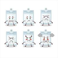 ID card cartoon character with various angry expressions vector