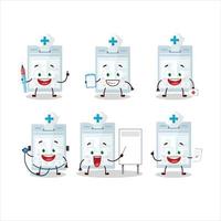 Doctor profession emoticon with id card cartoon character vector