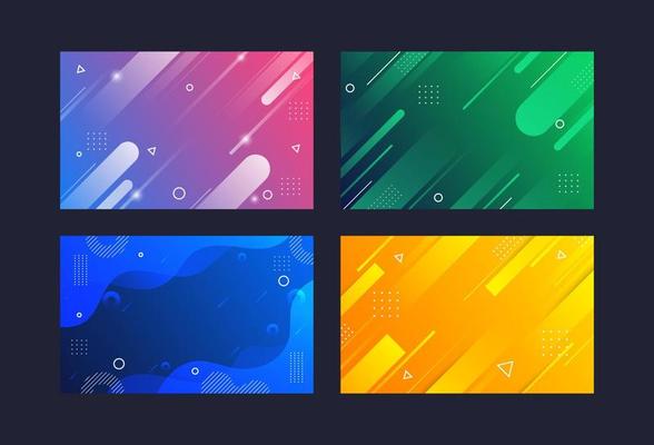 Modern background .geometric, color gradation, memphis ,4 sets collection