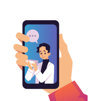 mão detém telefone com conectados farmacia serviço, plano ilustração isolado png