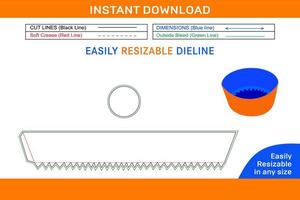 Circle box dieline template and 3D box design Box dieline and 3D box vector