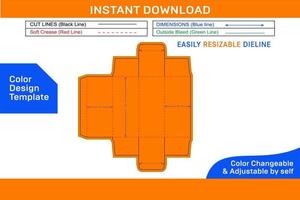 Packaging Straight tuck end box design Die cut template and 3D box design Color Design Template vector