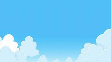 Paper clouds on blue sky background. 3D illustration with copy space photo