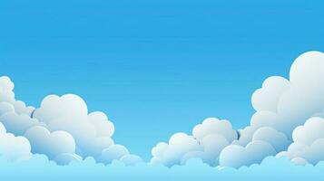 Paper clouds on blue sky background. 3D illustration with copy space photo