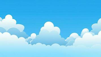 Paper clouds on blue sky background. 3D illustration with copy space photo