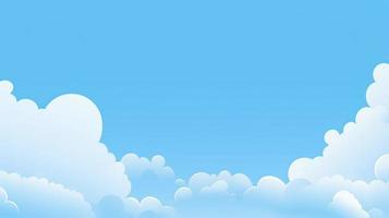 Paper clouds on blue sky background. 3D illustration with copy space photo