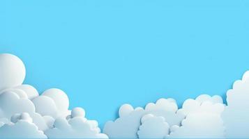 Paper clouds on blue sky background. 3D illustration with copy space photo