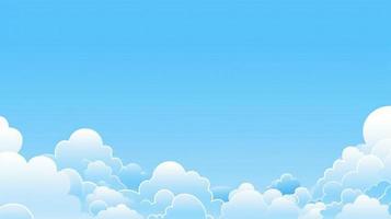 Paper clouds on blue sky background. 3D illustration with copy space photo