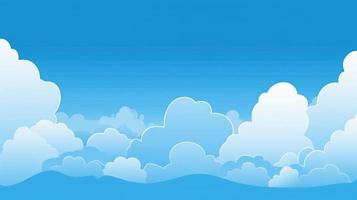 Paper clouds on blue sky background. 3D illustration with copy space photo