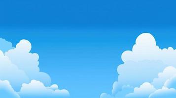 Paper clouds on blue sky background. 3D illustration with copy space photo