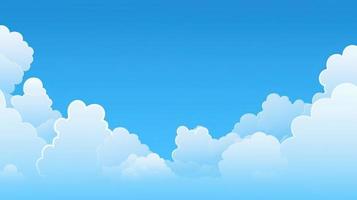 Paper clouds on blue sky background. 3D illustration with copy space photo
