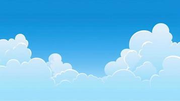 Paper clouds on blue sky background. 3D illustration with copy space photo