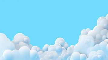 Paper clouds on blue sky background. 3D illustration with copy space photo