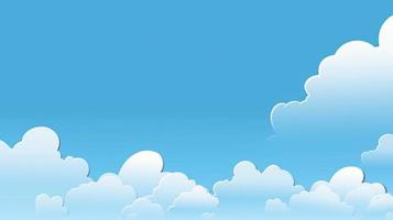 Paper clouds on blue sky background. 3D illustration with copy space photo