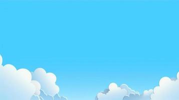 Paper clouds on blue sky background. 3D illustration with copy space photo