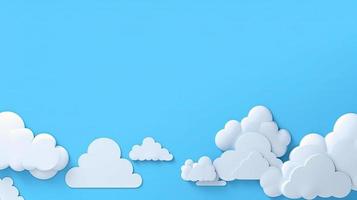 Paper clouds on blue sky background. 3D illustration with copy space photo