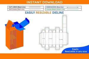 Cosmetic packaging box dieline template and 3D box design Box dieline and 3D box vector