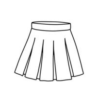 Outline sketch of short skirt for girl. Doodle skirt with pleats. Funny clothing. vector