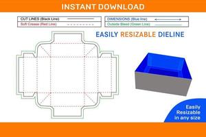 bandejas caja, estándar kwikset bandeja caja con reforzando pestañas dieline modelo y 3d caja diseño caja dieline y 3d caja vector