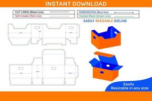 Fruits vegetables carry corrugated box dieline template and 3D vector file Box dieline and 3D box