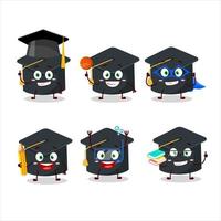 School student of college hat cartoon character with various expressions vector