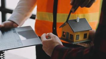 Architect concept, Architects working with blueprints in the office, Vintage Effect video