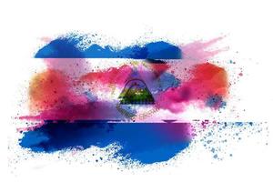 Nicaragua Watercolor Painted Flag photo