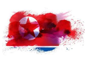 North Korea Watercolor Painted Flag photo