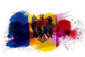 Moldova Watercolor Painted Flag photo