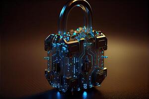 Cyber security network. digital padlock with data protection, technology networking and social network photo