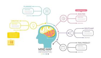 infografía mapa mental modelo para negocio. 5 5 pasos moderno mente mapa diagrama, hito presentación vector infografía.