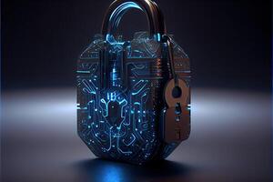 Cyber security network. digital padlock with data protection, technology networking and social network photo