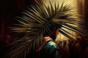 PalmSunday on the occasion of Jesus' entry into Jerusalem generrated ai photo