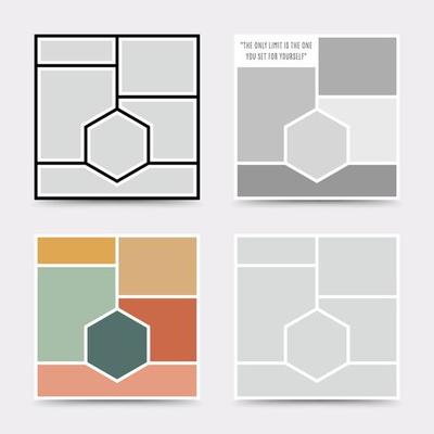 Moodboard template. Photo collage layout. Minimalist Moodboard.